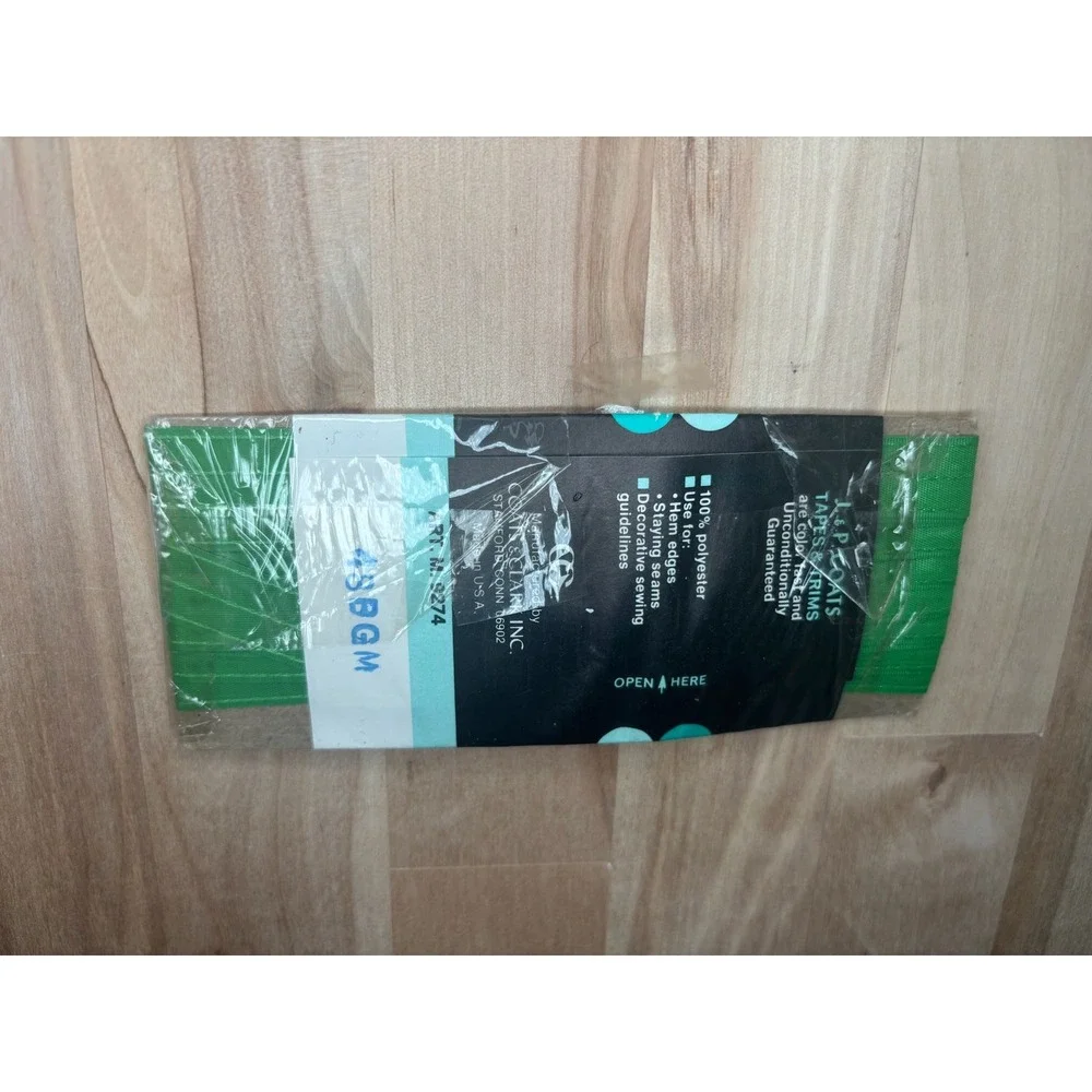 J. & P. Coats Woven Edge Seam Binding 287A Bright Green 3 Yards 5 Packs Lot